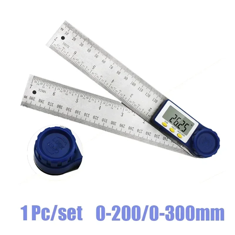 2 in 1 Multifunction 360° Digital Angle Ruler 0-200/0-300mm LCD Electron Goniometer Protractor Angle Finder Measuring Tool