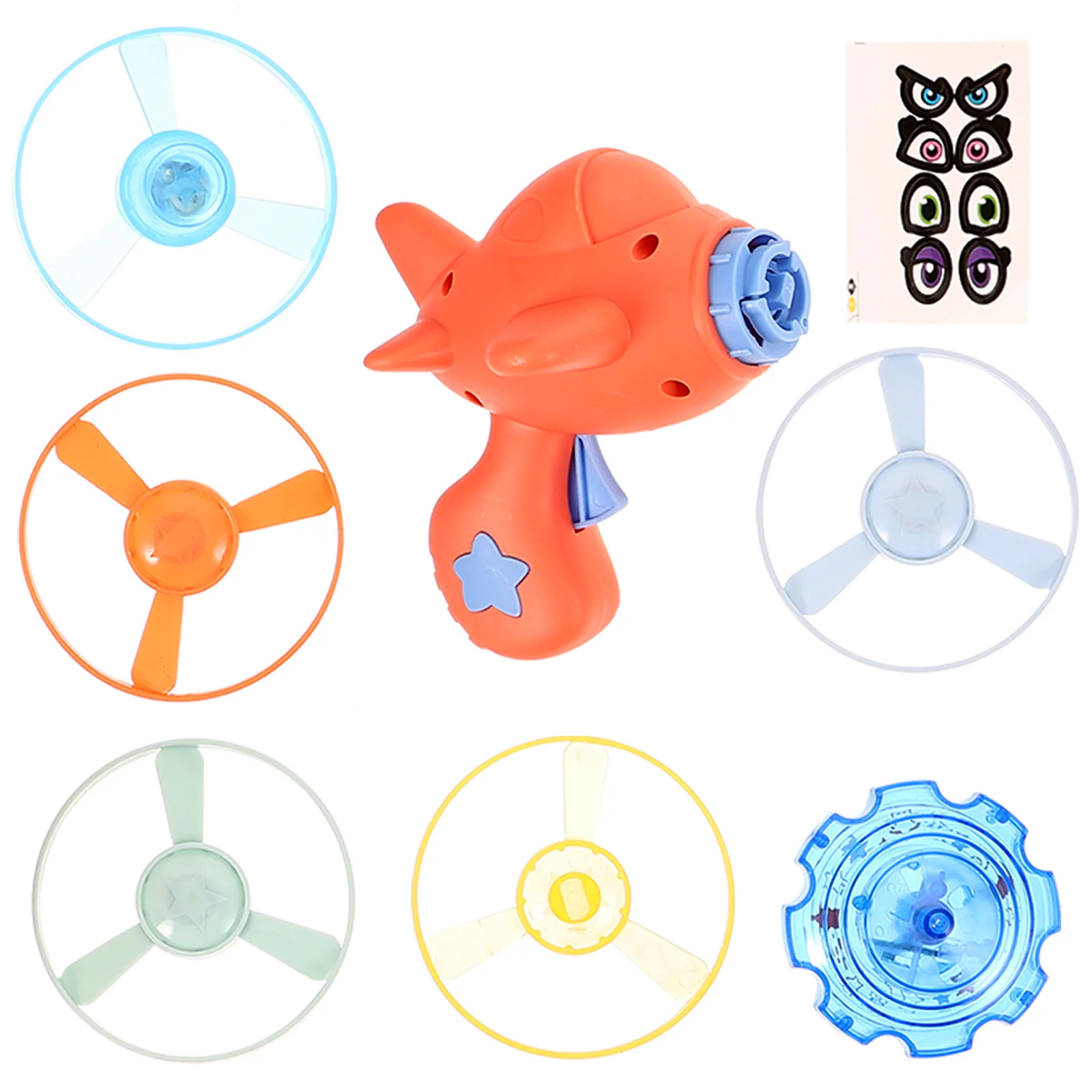 

Plastic Flying Saucer Toy Kids Outdoor Fun Educational Plaything Cartoon Launcher Fish Shape Shooting Toy Parachute Man
