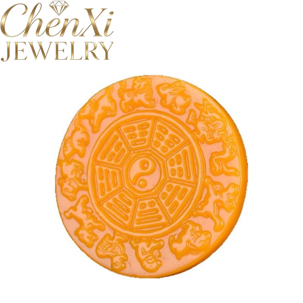 

High-End Hetian Yellow Dragon Jade Eight-Symbol Pendant Luxury Quality Fashion Fine Jewelry Exquisite Elegant Charms Amulets