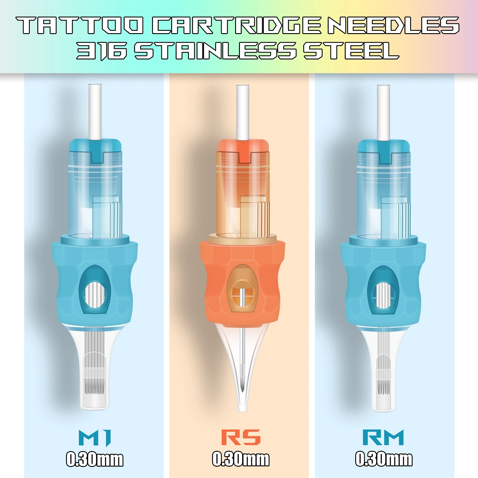 50pcs Tattoo Cartridge Needles 5pcs 1005RS 7RS 9S 7M1 9M1 11M1 7RM 9RM 11RM 15RM Silicone Cover Tattoo Needle for Tattoo Gun Pen