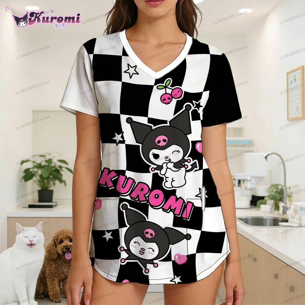 

Shoujo Clothes Y2k New Polka Dot Summer for Dental Clinic Spa Pet Shop 2026 Kuromi Graphic T Shirts Kawaii Nurse Uniform Cuteore