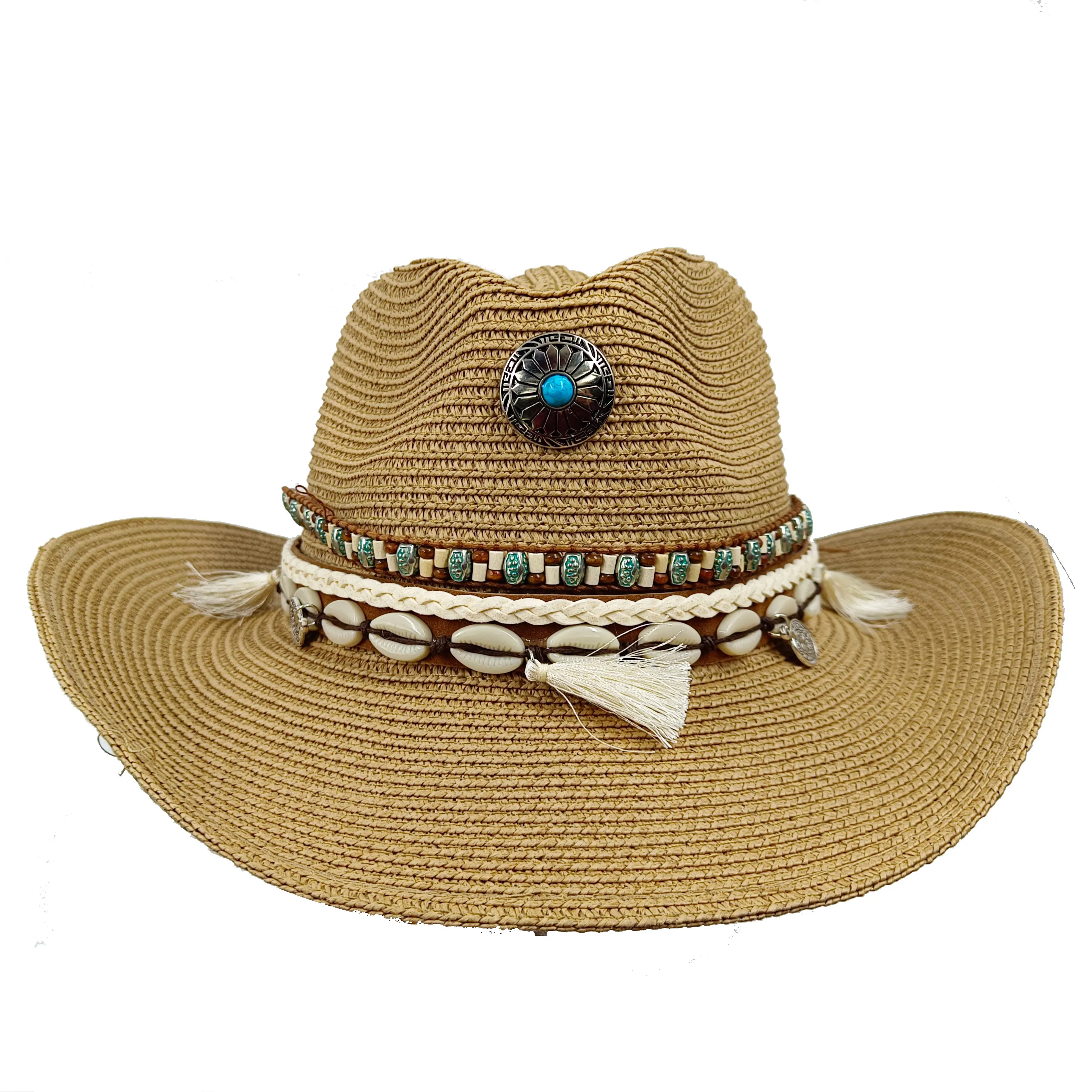 

Cowboy Hat 2023 New Sun flower Accessories Cowboy Straw Hat Men's Women's Outdoor Travel Beach Hat Unisex Western Cowboy Hat