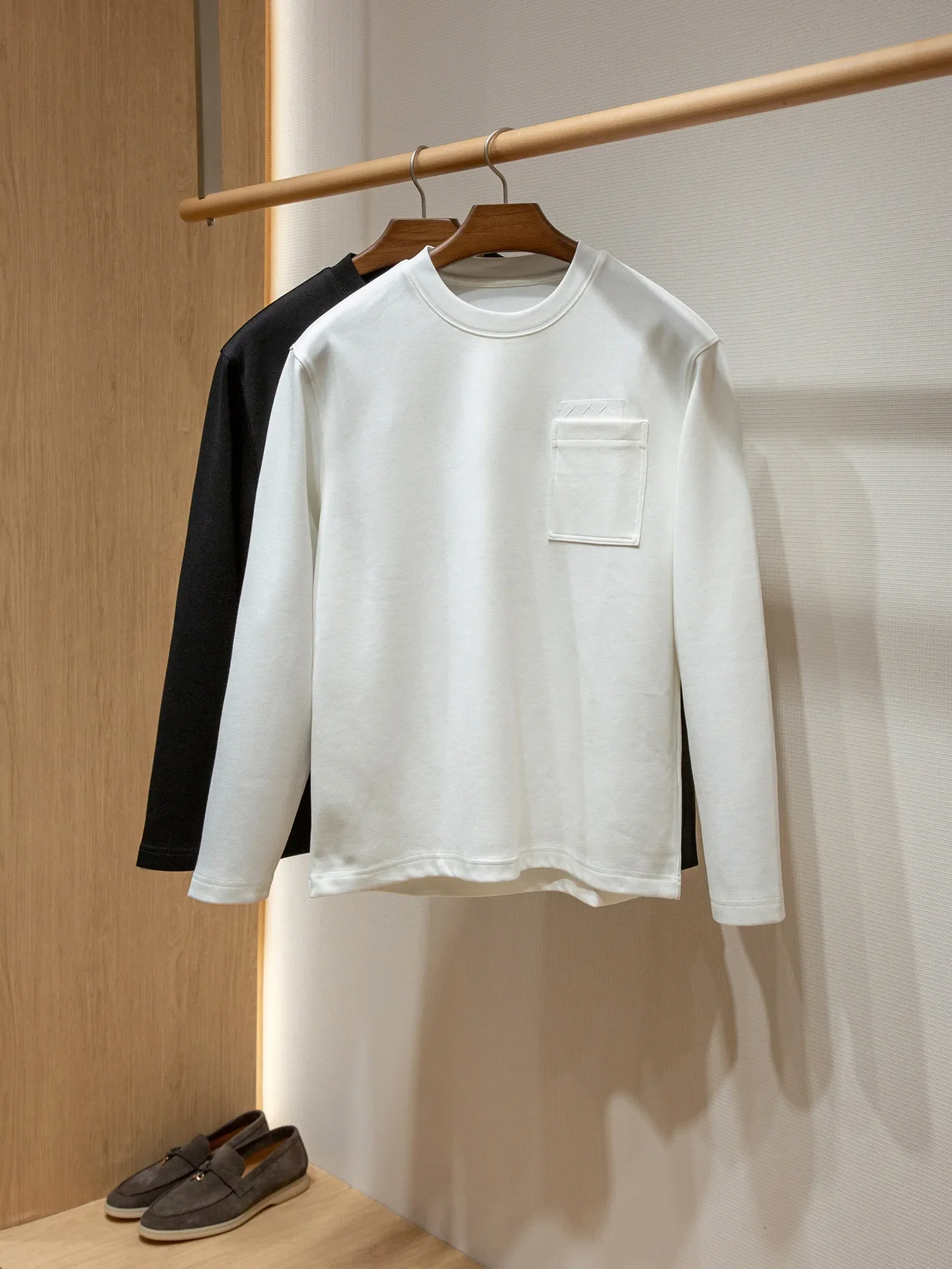 Air layer Modal cotton, men's autumn and winter comfortable long-sleeved T-shirt bottoming shirt