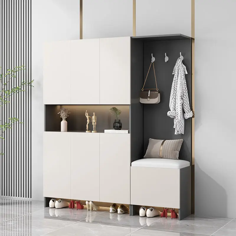 

Домашний шкафчик для обуви из цельного дерева, бытовой дверной шкафчик, коридор, встроенный у стены, большой емкости для хранения