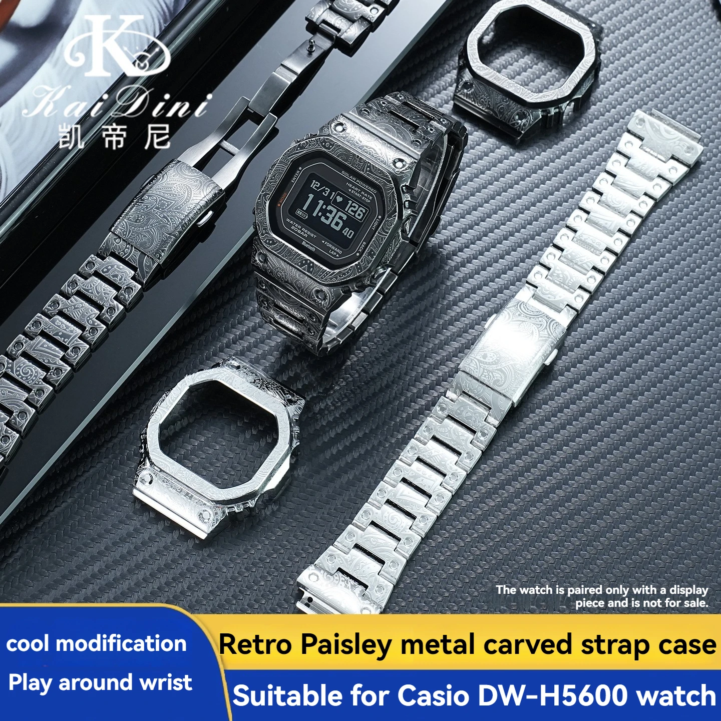 Vintage engrave For CASIO G-shock 3516 DW-H5600 Watchband Modified Metal Case Men Stainless Steel Watch Strap DWH5600 steel case