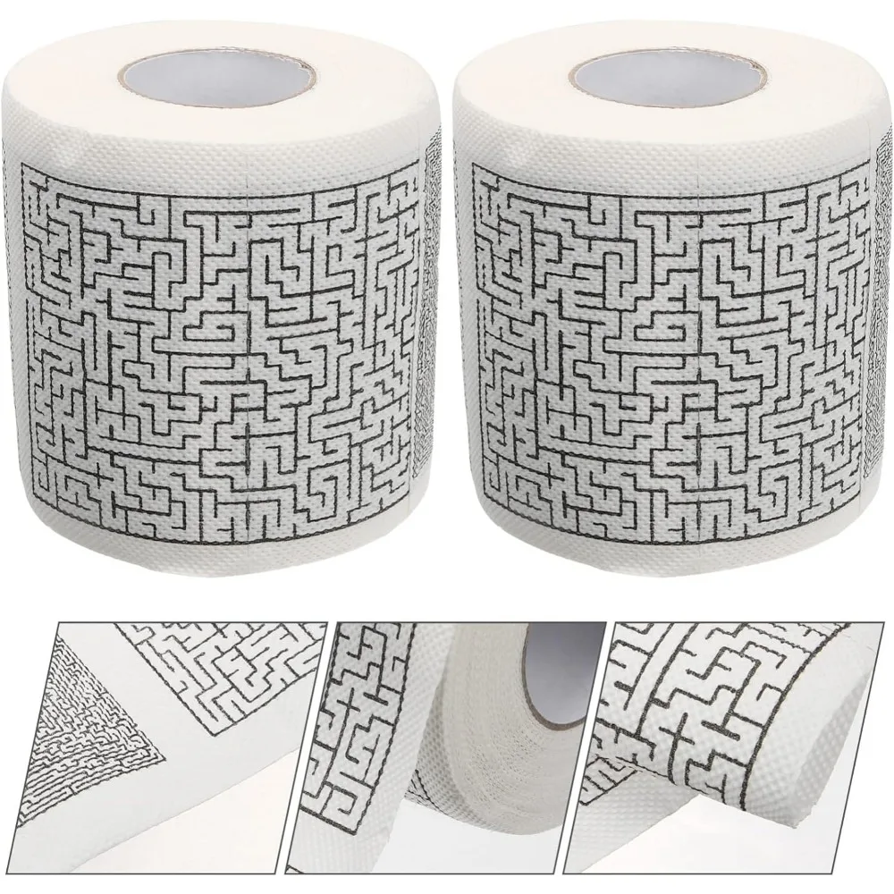 2 Rolls Decorative Toilet Paper Novelty Bulk Colored Napkins Maze Game Tissue Paper Romantic Decorate Wood Pulp