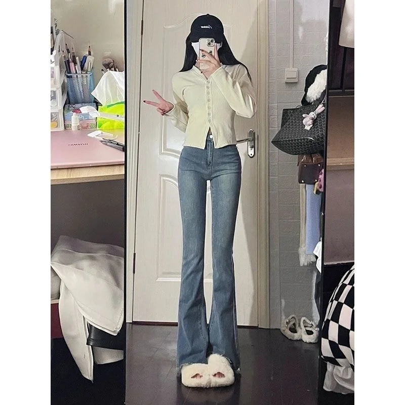 Bootcut Jeans Woman Vintage Y2K Pleated Drapey Barrel Chic Sides Studs Decorate Trendy Patch Clothing Patchwork Plus Size Ladies