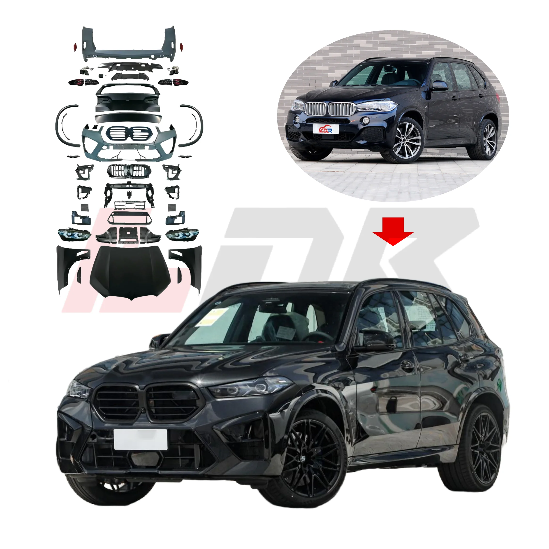 

STLFT-Bodykit for X5 F15 2014-2018 Upgrade to 2025 F95 X5M Non Cut 1:1 Kit High Quality LED Headlight Hood Bonnet Bumper