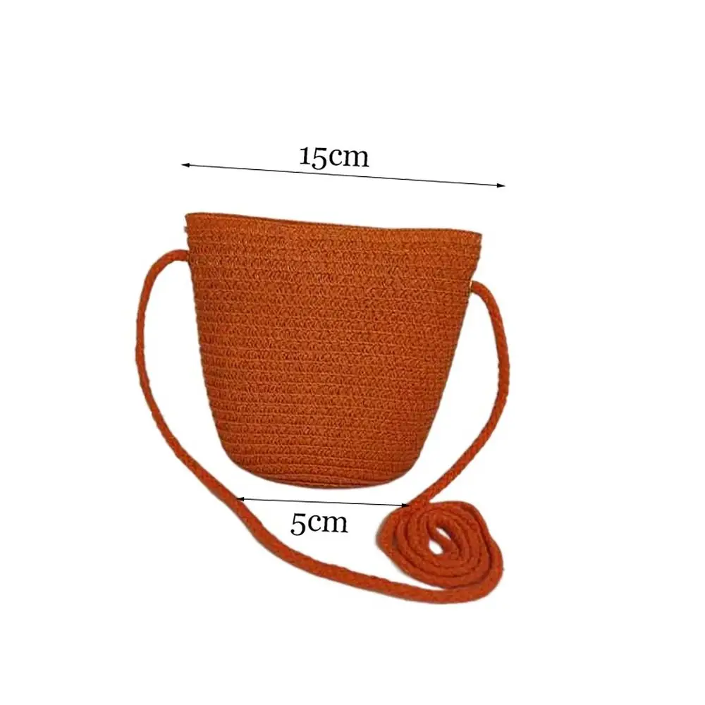 Straw Crossbody Bag Fashion Soft Handle Simple Straw Handbag Large Capacity Children Beach Bag Travel