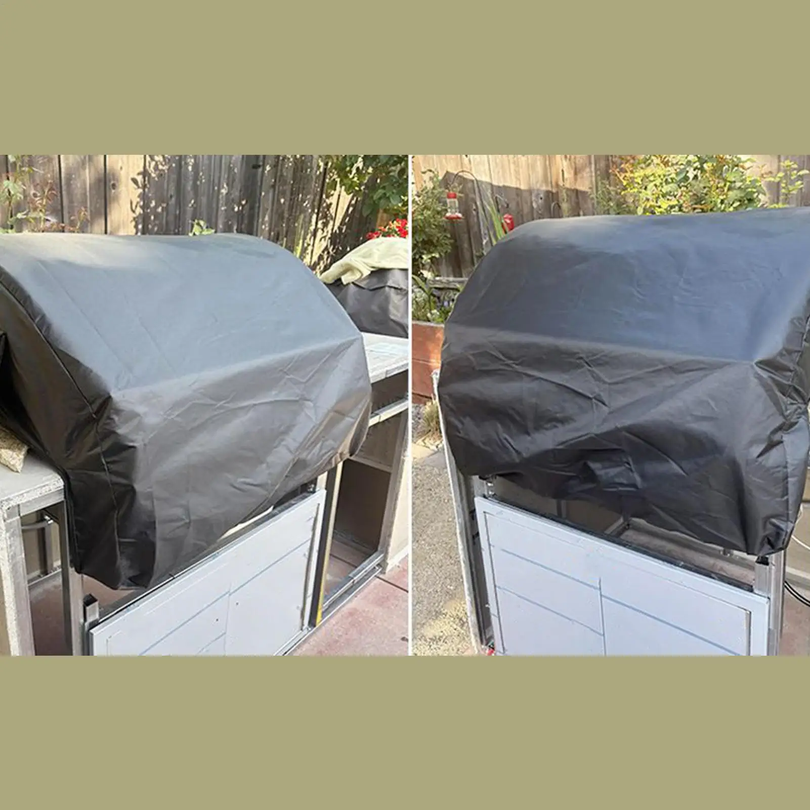 

Встроенный чехол для барбекю, чехол для гриля для улицы, водонепроницаемый эластичный защитный чехол для посуды для барбекю для двора, сада, двора