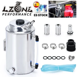 LZONE - 2L 2 LITRE Aluminum POLISHED ROUND OIL CATCH CAN TANK WITH BREATHER FILTER JR-TK01