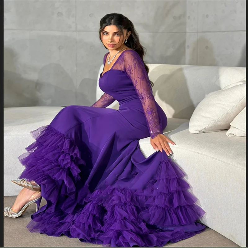 

Женское свадебное платье по индивидуальному заказу, фиолетовое вечернее коктейльное платье с рыбьим хвостом, женское платье для выпускного вечера 2021, Robe De Soiree Femmes