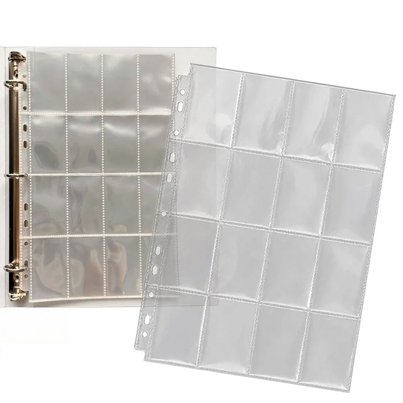10Pcs 16-Pocket Clear Card Sleeve Pages 30x22cm Binder Insert Sheets Transparent PP Protective Holders for Trading Cards TMZ
