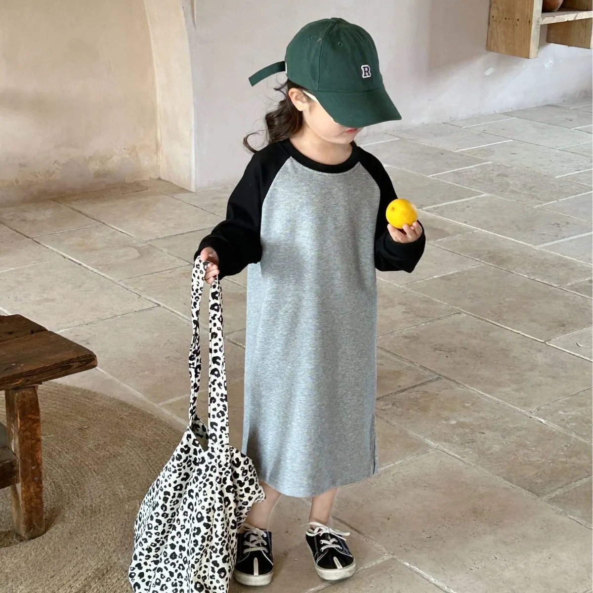 Children Clothing Girls Dress 2024 Spring New Korean Style Girls Long Sleeve Mid-length Hoodie Dress Spring Casual Dress