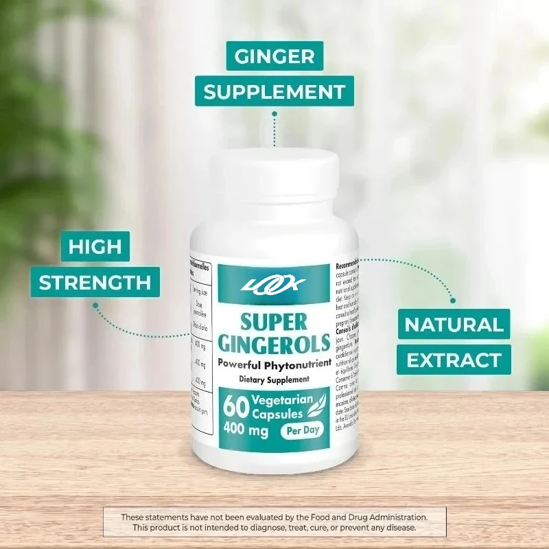 Super Ginger Juice 400mg/day (Efficient 20% Ginger Juice) - Ginger Root Extract Supplement -60 Vegetarian Capsules