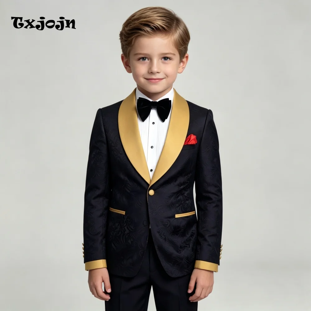 Homecoming Boys Suit Jacquard Jacket Pants 2-Piece Set Formal Blazer for Kids Wedding Tuxedo Suits 2-16 Years Custom Clothes