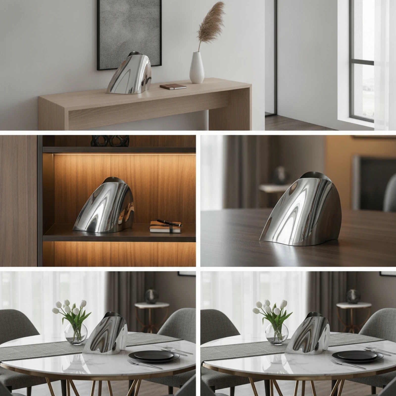 Stainless Steel Container Low-Silhouette Container for Dining Table, Sideboard