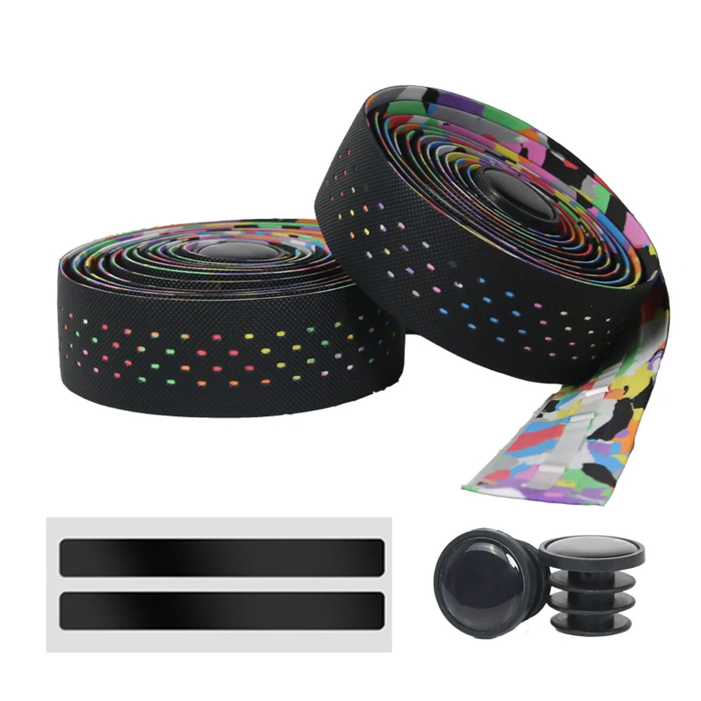 Cinta de manillar perforada con puntos de polka dot para sillas, reposabrazos, cañas de pescar, bicicletas de carretera y cintas de correr, 70g