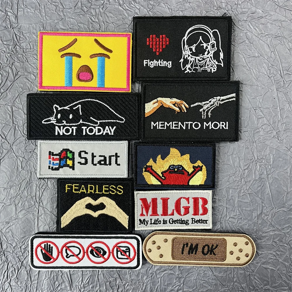 

Funny Embroidered Patches on Clothing MLGB Letter Morale Badges Hook and Loop Patches Backpack Tactical Gear Appliques