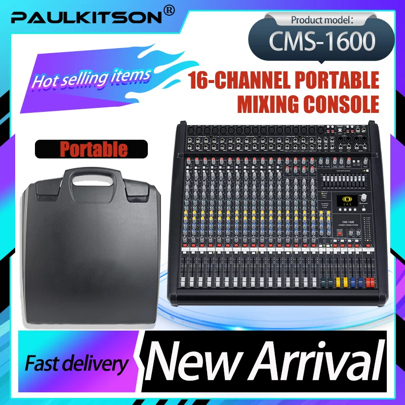 

Портативный 16-канальный микшерный пульт Paulkitson CMS1600-3 с DSP-эффектами для сцены, караоке и KTV