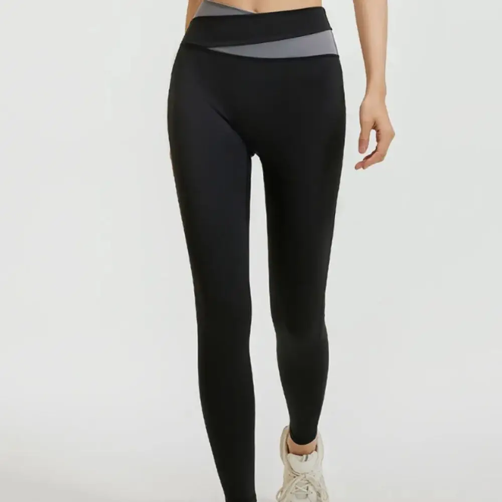 

High Waist Color Block Yoga Set Shock-Proof Belly Control Slim-Fit Workout Outfit Tight Fit Hip Lift Fitness Yoga Suit