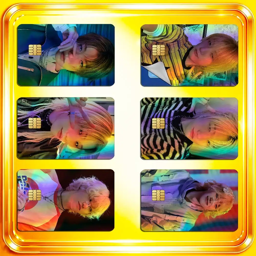 For P1harmony Intak Jongseob Credit Bank Sticker ID Access Card Cover Skin Rainbow Color Laser Stickers Film