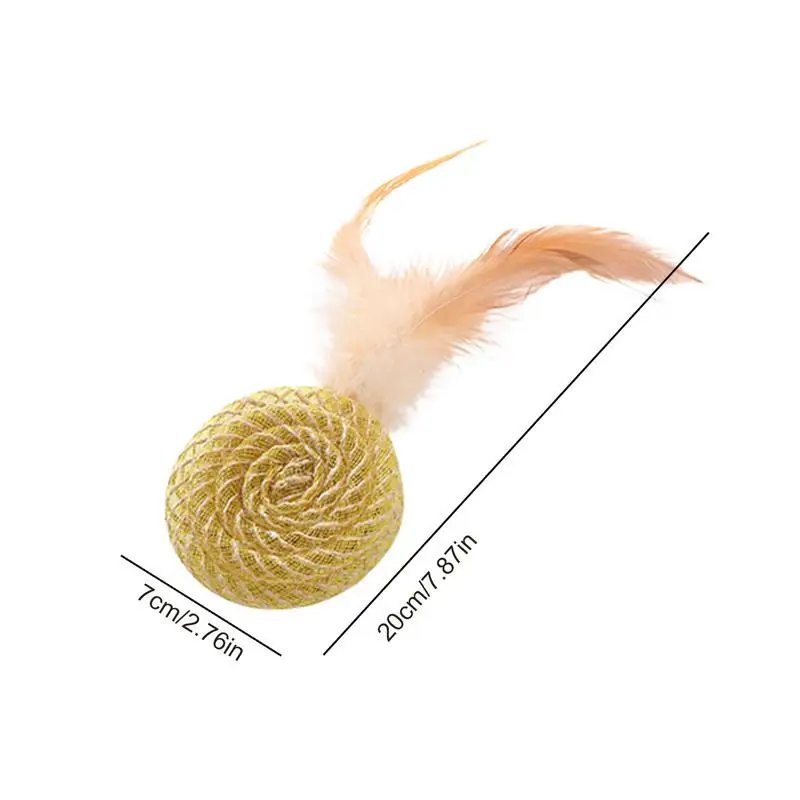 Cat Feather Ball Toy Soft Cat Toy Funny Cat Ball Cat Teaser Toy Kitten Teething Toy Cat Feather Toy For Cat Teasing Hunting