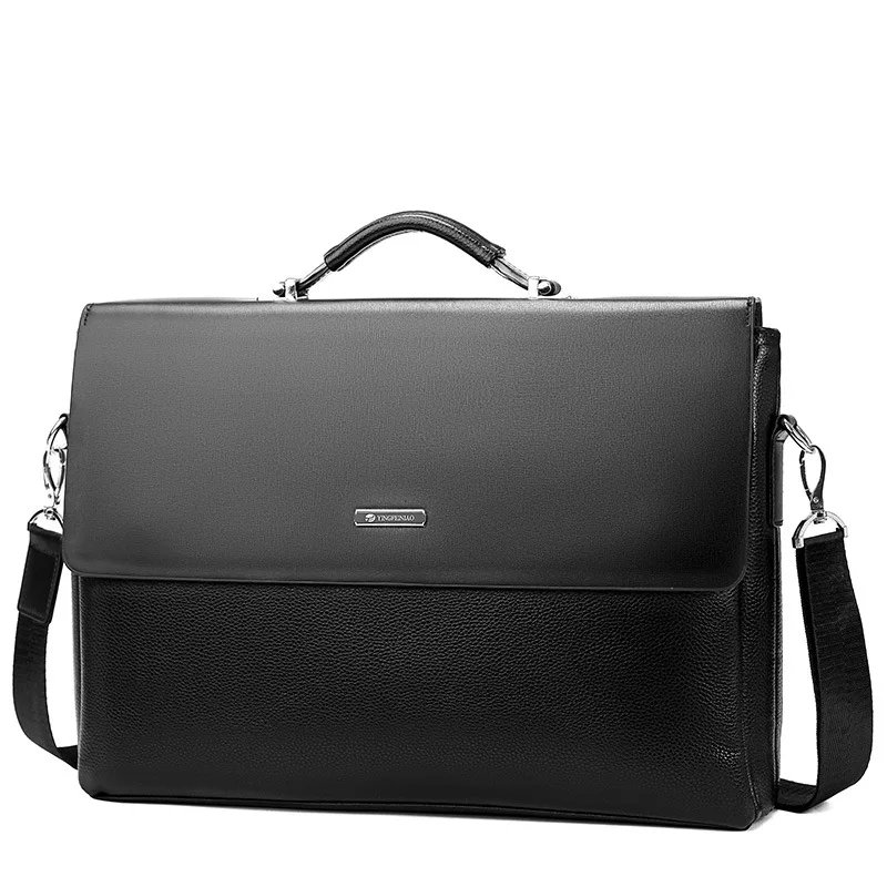 Imagem -06 - Maleta de Couro pu para Homens Bolsa de Alta Capacidade Bolsa para Negócios de Computador Ombro Cruzado Quadrado a4 Laptops Designer