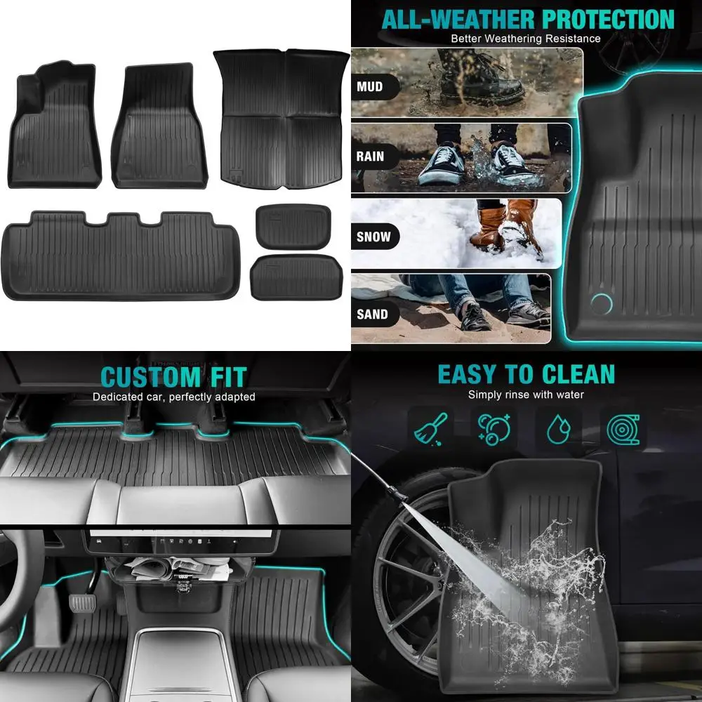 

Коврики для Tesla Model Y, 5 сидений, подходят для 2021 2022 2023 2024, всепогодный багажник из 100% ТПЭ, аксессуары для багажника, набор из 6 м