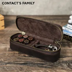 Vintage Genuine Leather Portable Cufflinks or Jewellery Storage Box Travel Jewelry Case with Zipper Jewelry Display Organizer