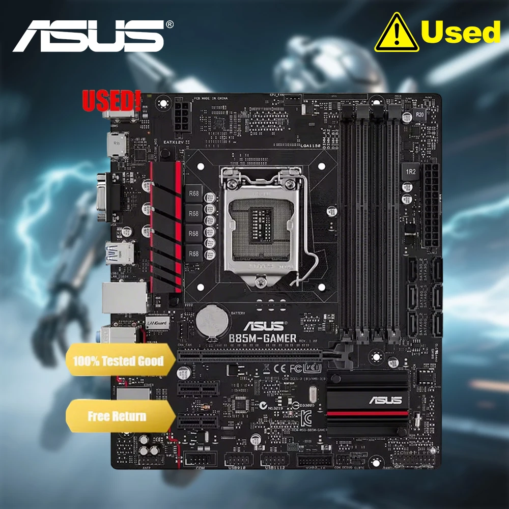 used-asus-b85m-gamer-desktop-motherboard-b85-socket-lga-1150-i7-i5-i3-ddr3-32g-sata3-usb30-micro-atx