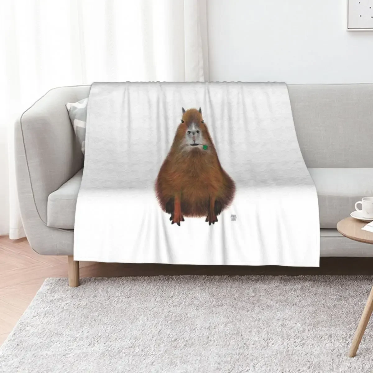 

Capybara high quality, hand made illustration Throw Blanket for babies warm for winter Thin Blankets For Baby Blankets