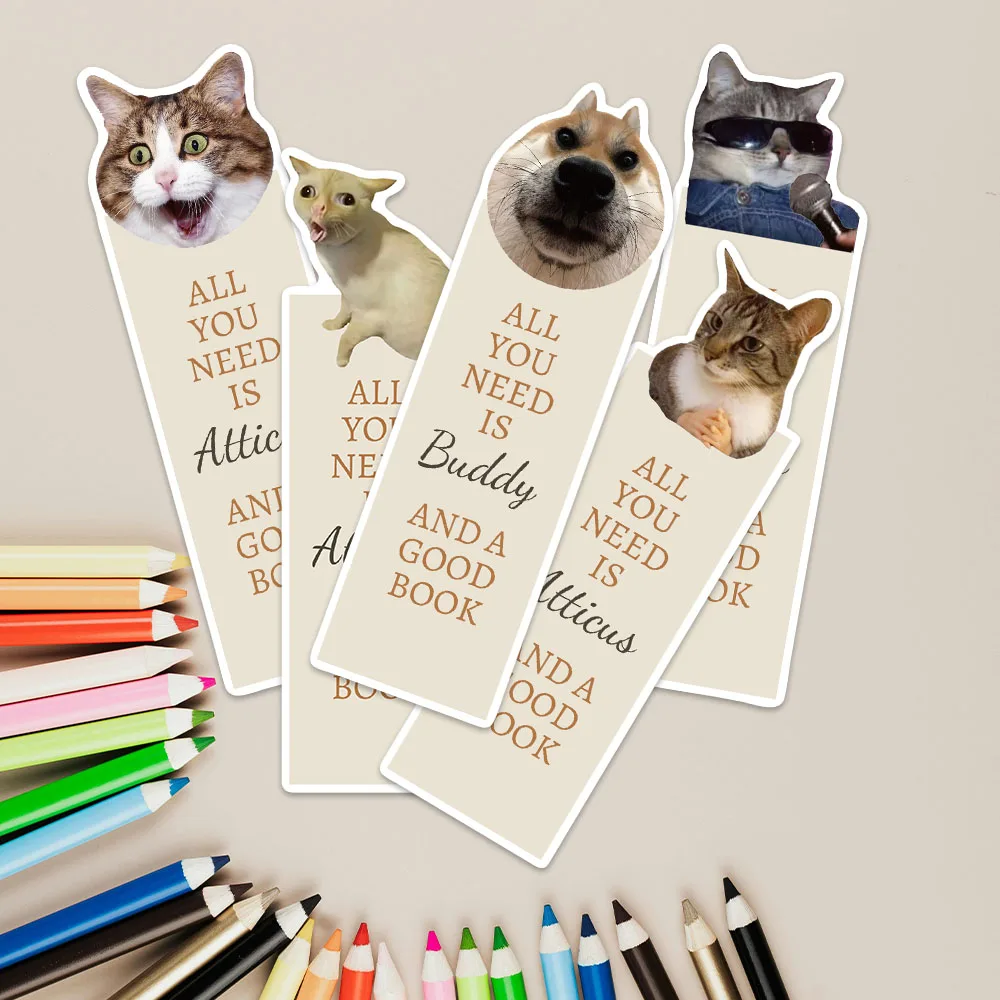 

30pcs Funny Animals Cat and Dog Meme Paper Bookmark DIY Students Readers Page Marking Library Office Page Book Club Marker