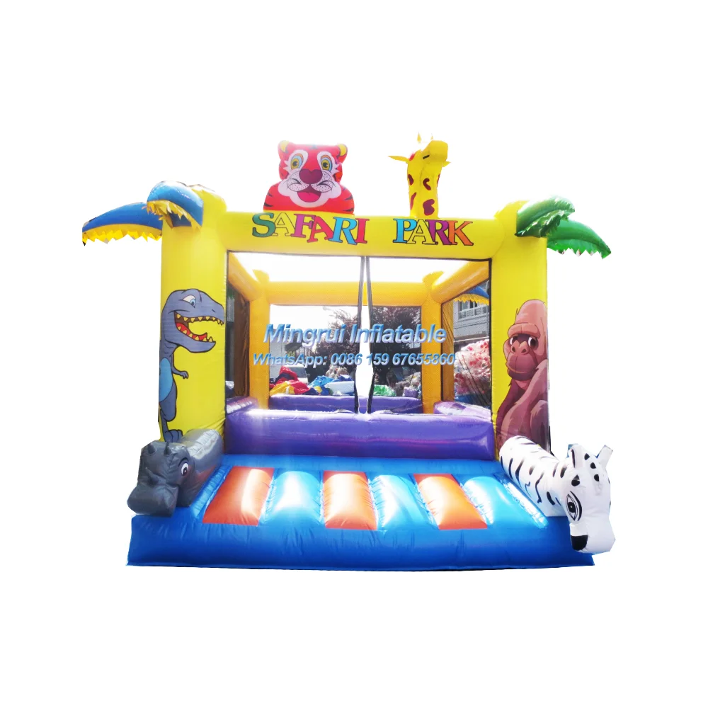 Inflatable Coconut Tree Animal World Bouncer for Kids, Blue