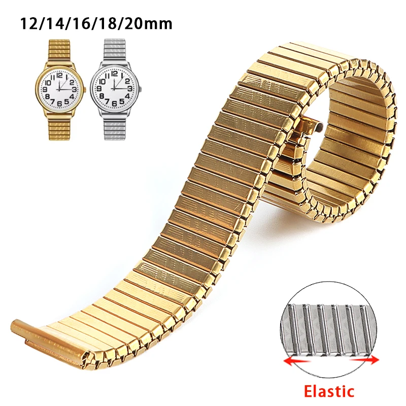 Elastic Stainless Steel Strap 12mm 14mm 16mm 18mm 20mm Metal Expansion Stretch Band for Rolex Universal Replacement Wristband