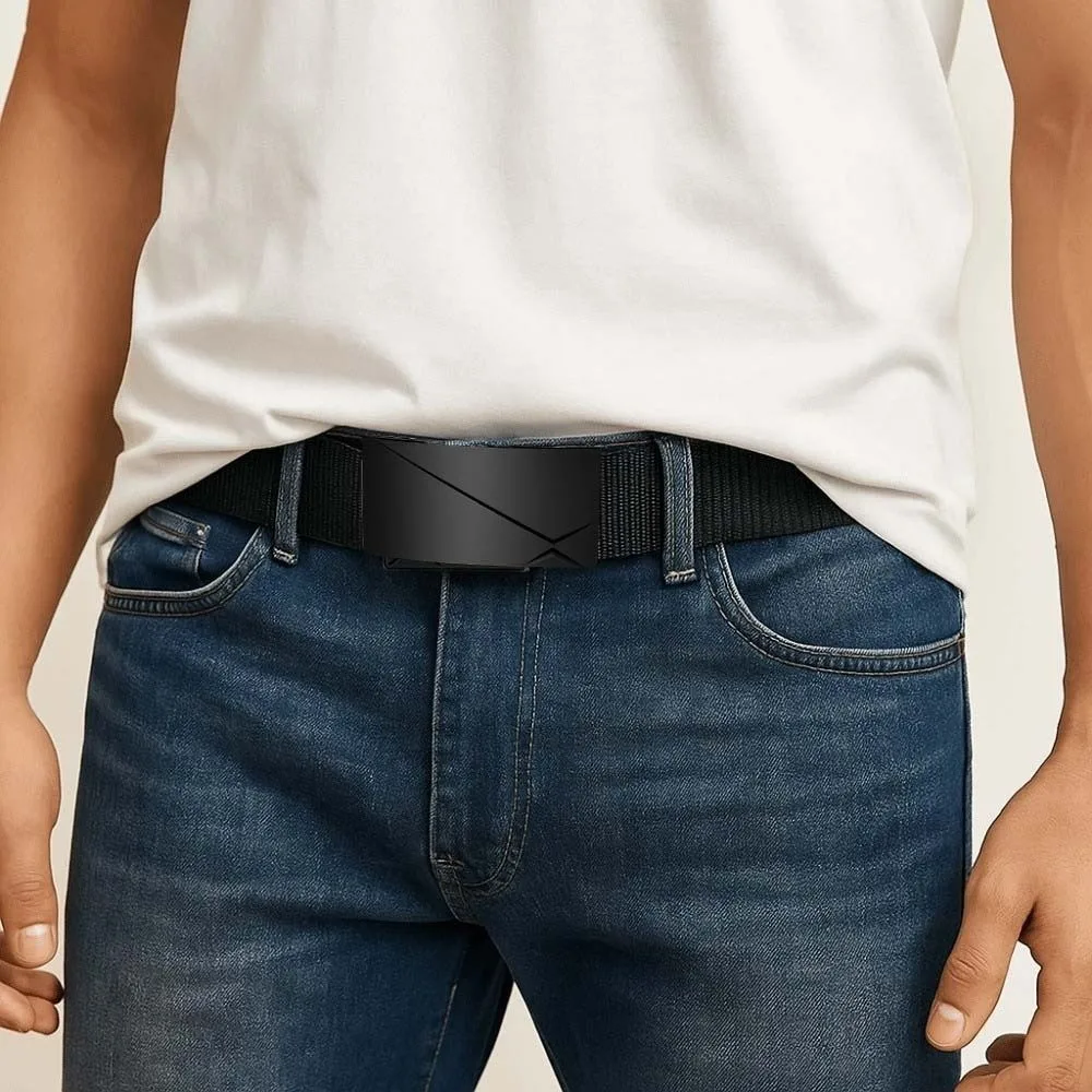 قابل للتعديل سبيكة الرجال حزام من النايلون بلون الملمس القماش حزام التلقائي مشبك دائم قوي حزام من القماش حلية