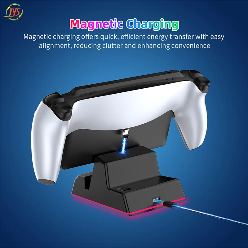 Doca de carregamento magnética portátil para o portal PS5 Playstation5 Gaming Carregador portátil com luzes coloridas RGB