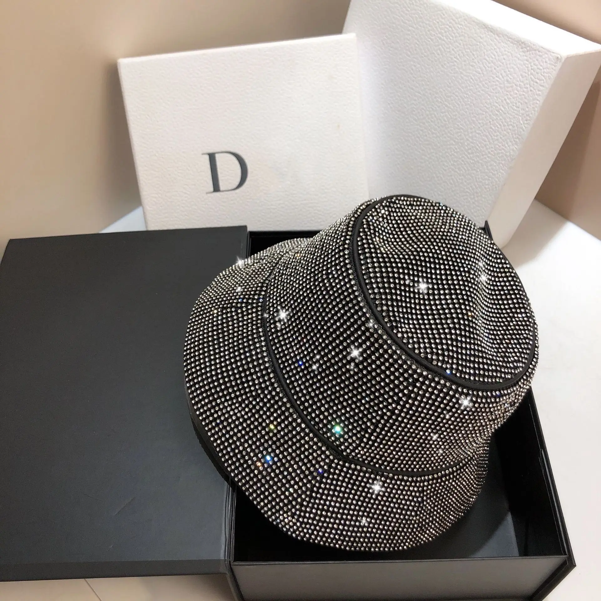 Super shiny bilibili full drill custom fisherman hat empty top hat light luxury ladies hat summer fashion sun hat