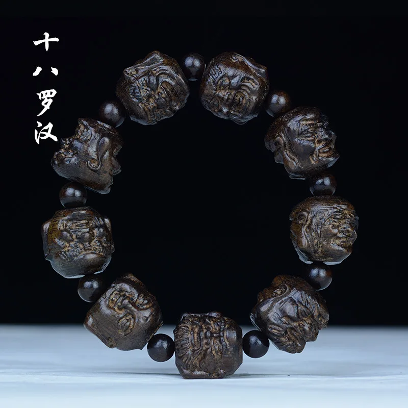 

Ebony Carved Bracelet with Eighteen Beads, Personalized Wooden Craft Buddha Beads Wholesale