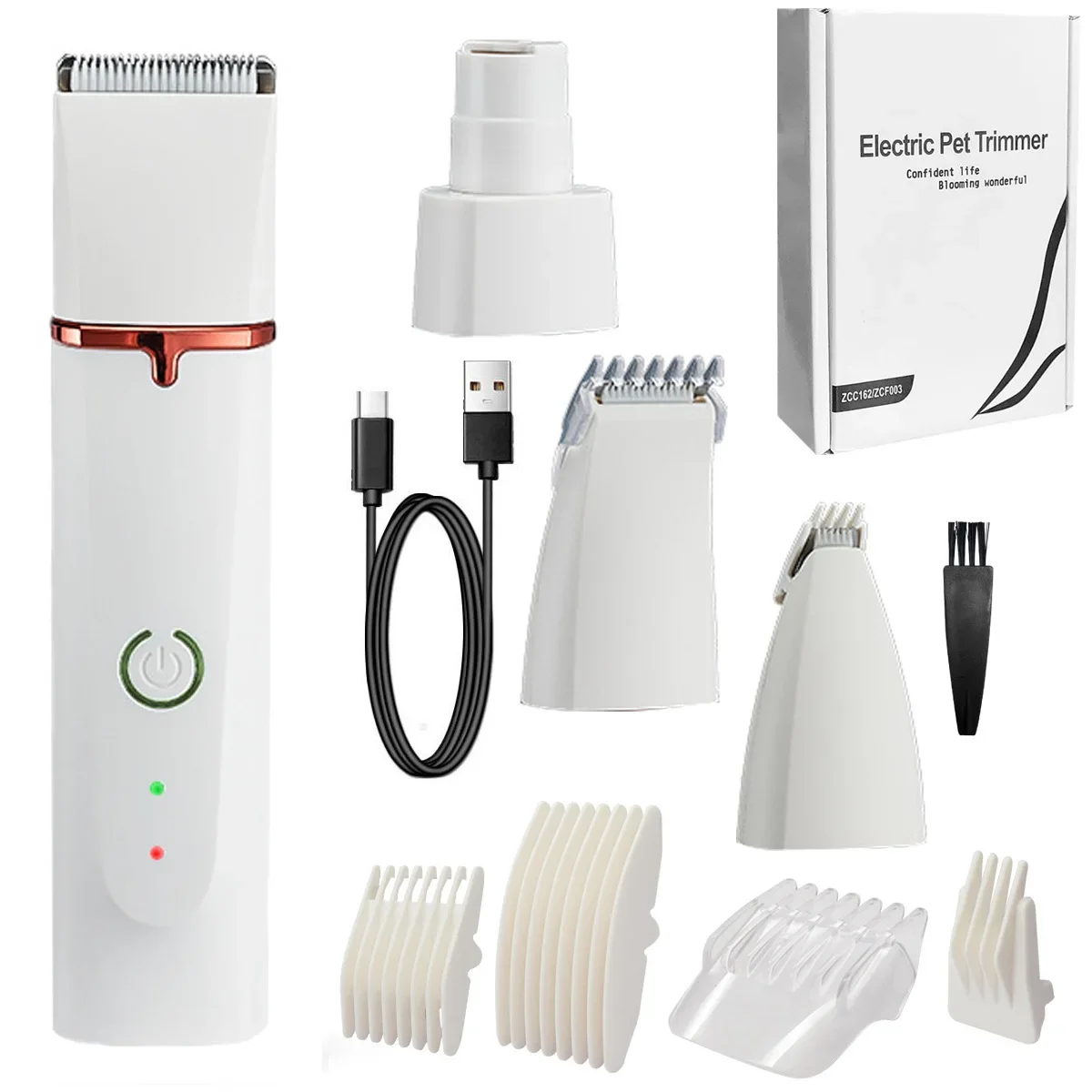 

USB Rechargeable Pet Grooming Trimmer 4-in-1 Multi-functional Waterproof Low Noise for Home and Salon Use