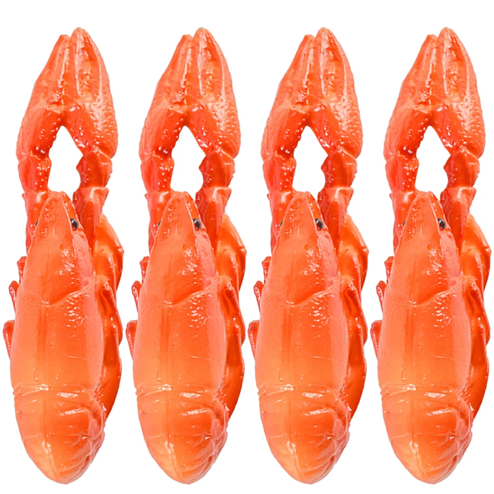 

4 Pcs Simulated Crayfish Fake Lobster Sculpture Animal Figurines Simulation Model Toy