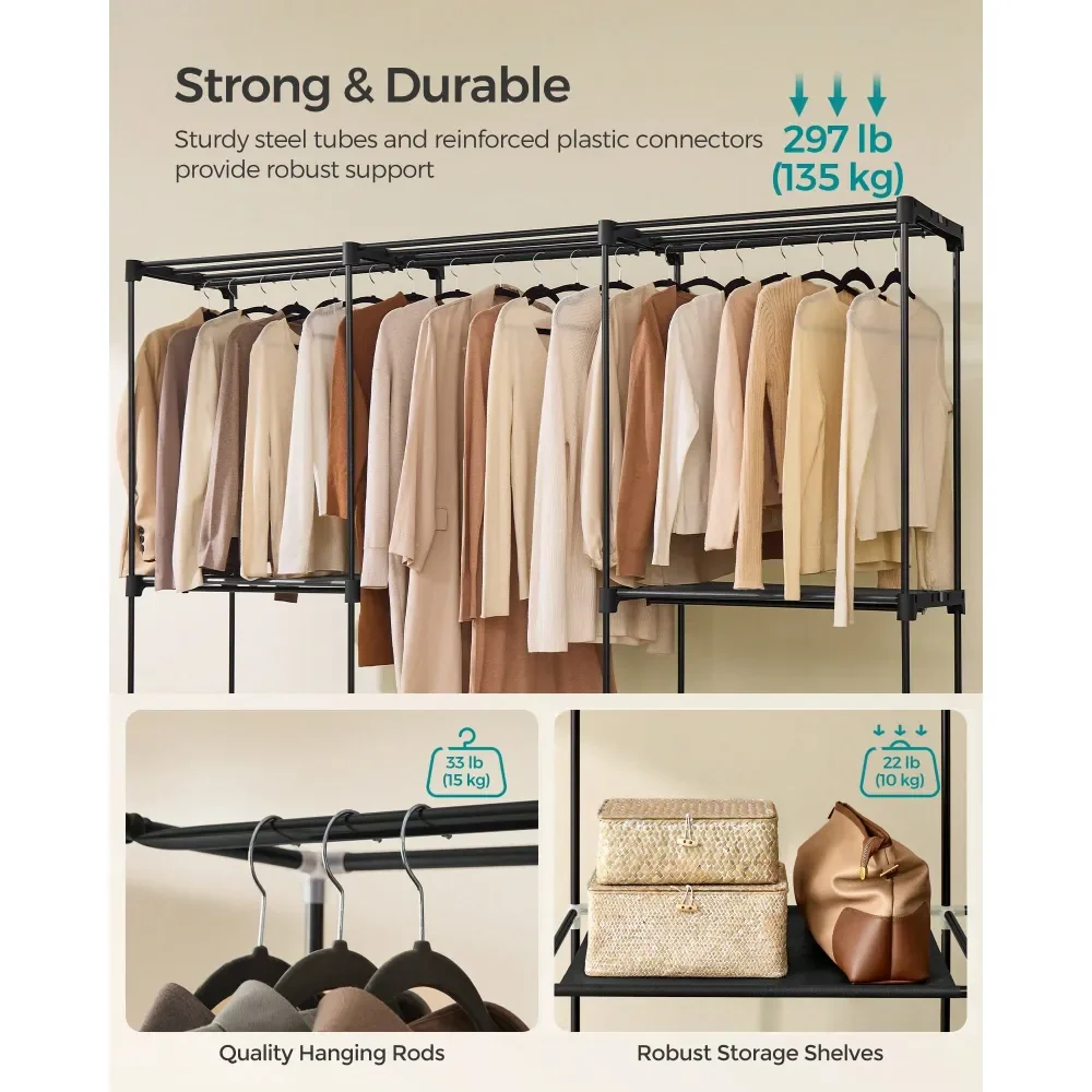 

Portable Closet, Freestanding Closet Organizer, Clothes Rack With Shelves, Hanging Rods, Storage Organizer, For Cloakroom, Bedr