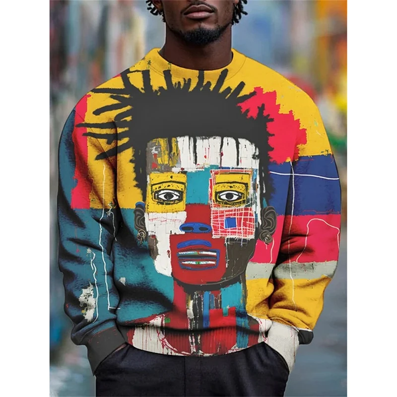 Street Exaggerated Graffiti Men's Hoodie Harajuku Fashion Long Sleeve Sweatshirt 3D Print Fun Graphic Autumn Casual Hoodies