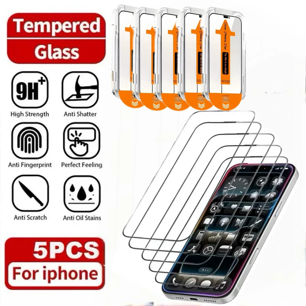 

5-Pack HD Tempered Glass Screen Protectors Compatible with iPhone Series