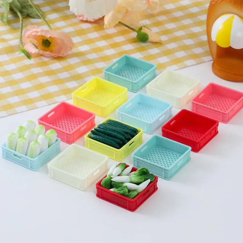 Dollhouse Miniature Basket Food Storage Basket Drink Beer Basket Model Kitchen Decor Toy Doll House Accessories 10pc/lot