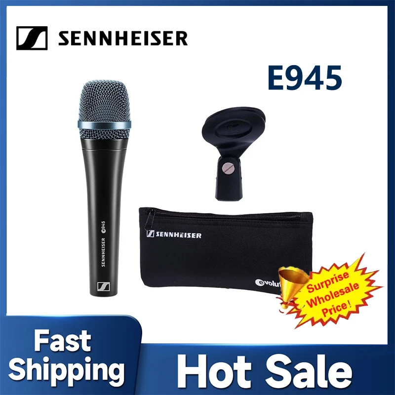 Sennheiser E945 Dynamic Vocal Microphone Handheld Stage Mic High for Live Singing Karaoke Church Recording E945