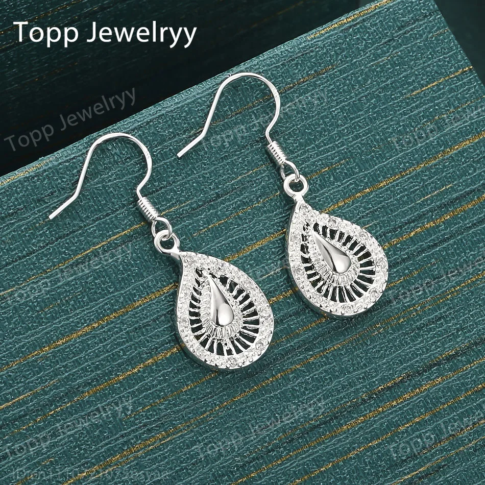 

Elegant 925 Sterling Silver Luxury Teardrop Zirconia Earrings for Women, Fashionable Wedding Gift Accessories