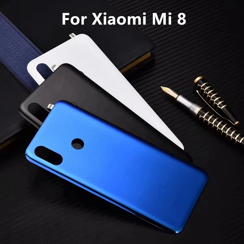 Real Housing For Xiaomi Mi 8 Explorer Mi 8 Lite Glass Battery Cover Repair Back Door Phone Rear Case   Logo