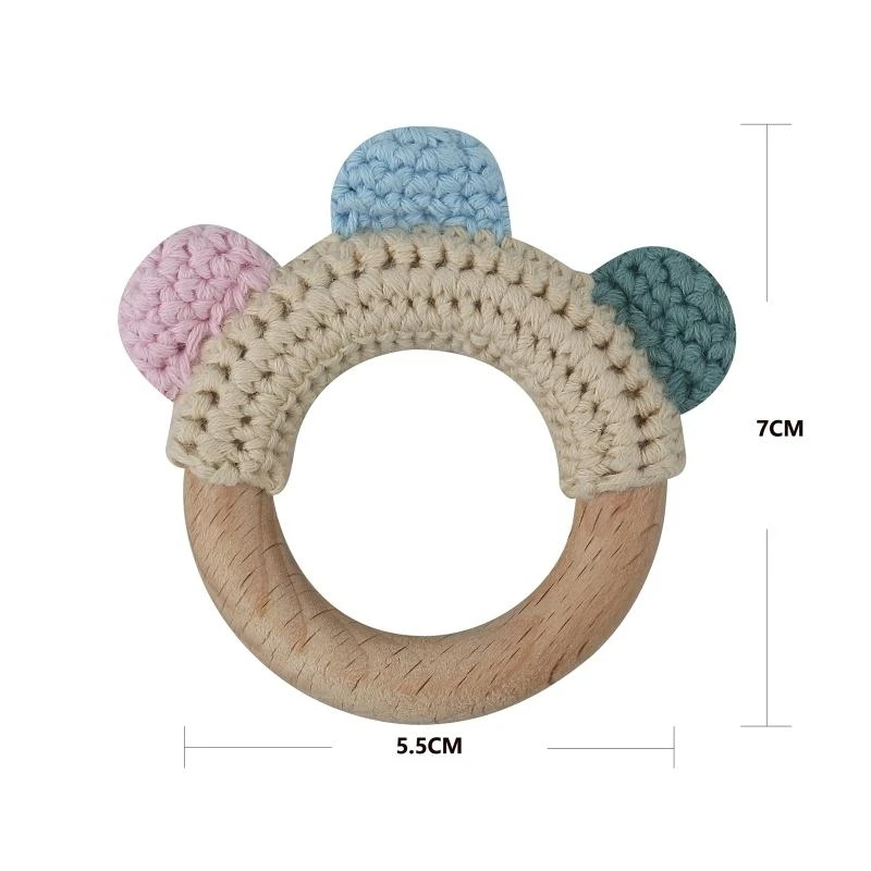 

J15U детский прорезыватель-погремушка, колокольчик, вязаная крючком погремушка с динозавром, безопасная стержень для коренных