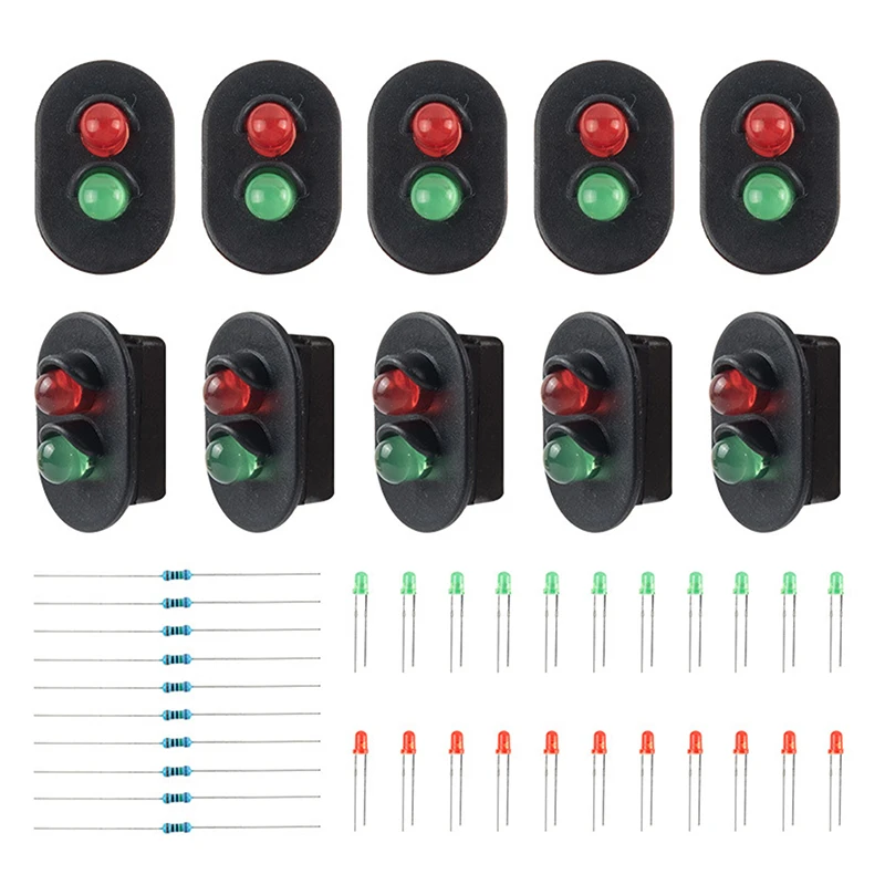 10Pcs Signal Heads With LED For Railway Signal HO Or OO Scale Building & Construction Toys Model Building Accessories